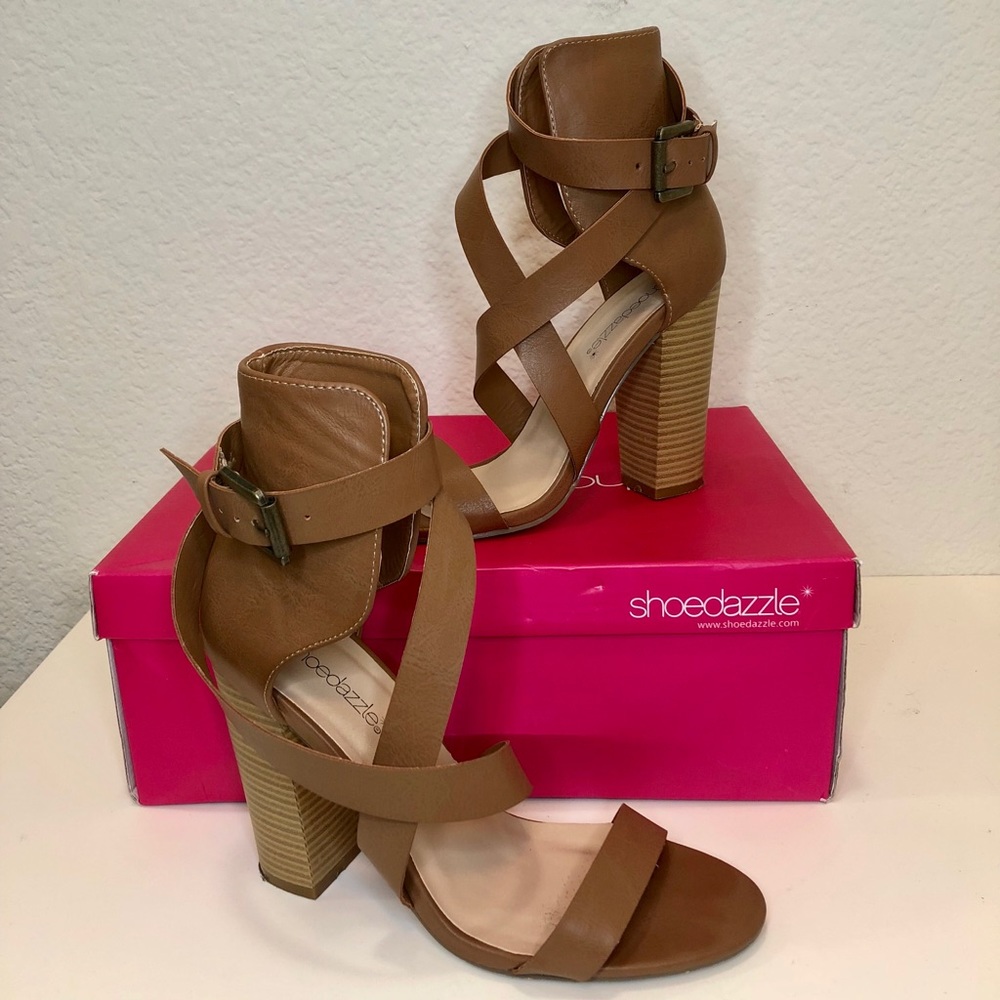 Tan Shoe Dazzle Heel with Ancle Straps